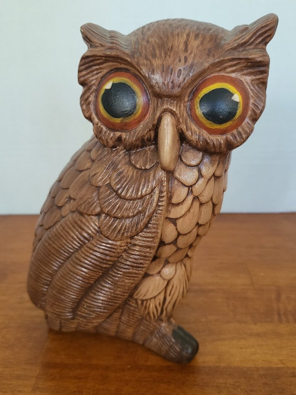 Vintage OWL Ceramic Statue Figure Plaster Figurine Statue 60s 70s "DW" on bottom